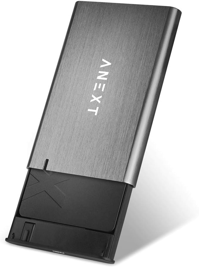 ANEXT 2.5 USB 3.1 Gen2 External Hard Drive Enclosure, Portable Black Aluminum Hard Disk Case for 2.5 inch 7mm 9.5mm SATA HDD SSD, Max 4TB, Tool-Free Design, Gray - Anext Series: Computers & Accessories