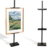 Adjustable Tabletop Easel Stand for Picture Frames & Canvas - All-Metal Display Easel with 28" Height, Table Top Frame Holder for Artwork, Photo Stand, Metal Easels for Table Display (Black) (Black)