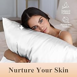 Silk Like Satin Pillowcase Queen Size, White Smooth