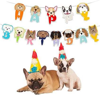 Legendog Bannière De Fête Danniversaire Chien Chat