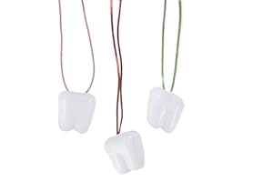 Podzly - 144 Tooth Saver Necklace for Kids - Tooth Fairy Baby Tooth Holder & Keepsake - Lost Teeth Holder - Children's Tooth-Shaped Box - Plastic Storage Case - Toddler Tooth Chest & Keeper