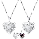 Weenkeey 2 Pcs Locket Necklace that Holds Pictures Stainless Steel Locket Pendant Necklace Memory Photo Pendant Necklace for Women Girls