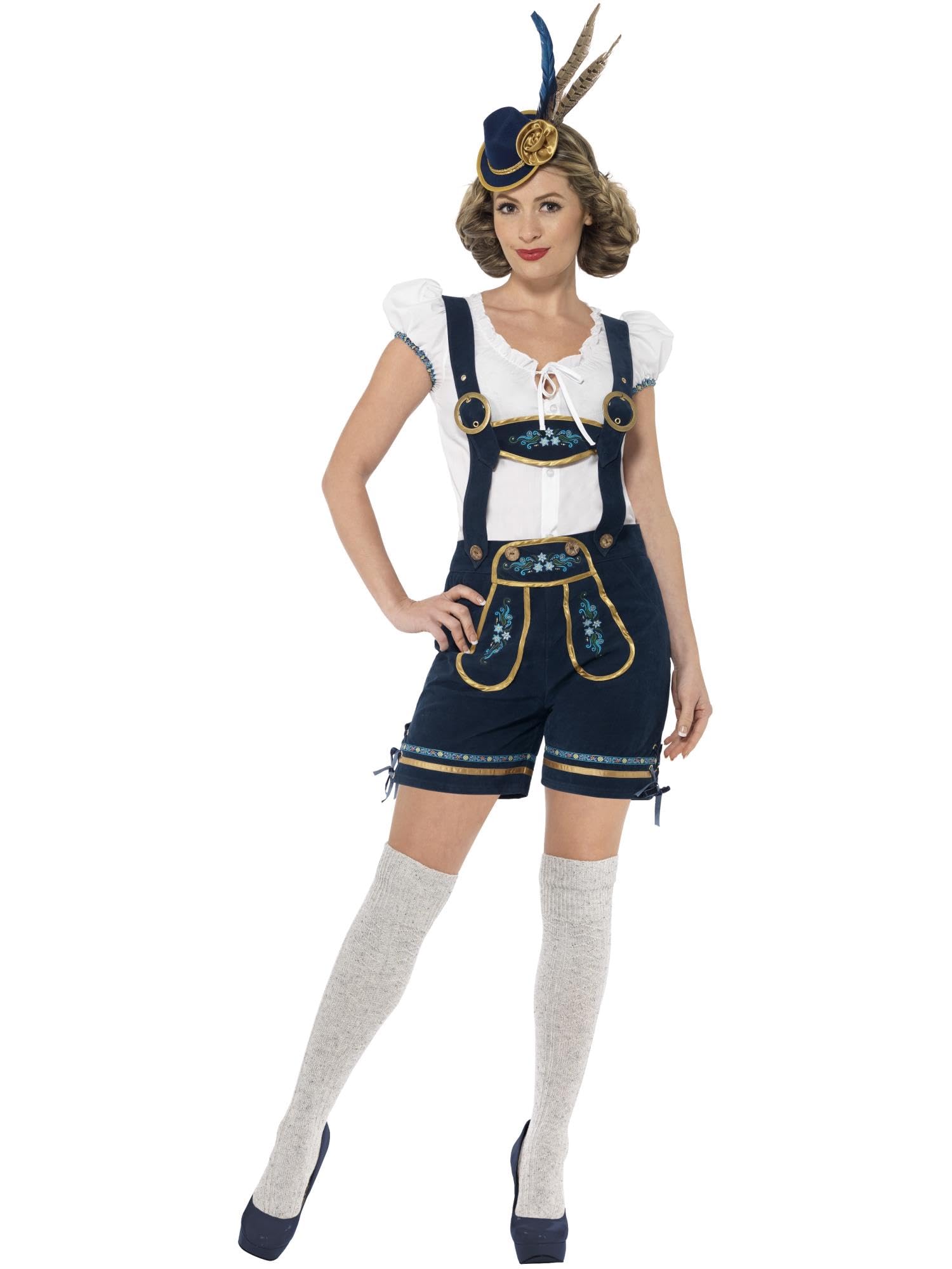 Smiffys Deluxe Traditional Bavarian Costume, Blue with Lederhosen & Top, Oktoberfest Fancy Dress, Adult Dress Up Costumes
