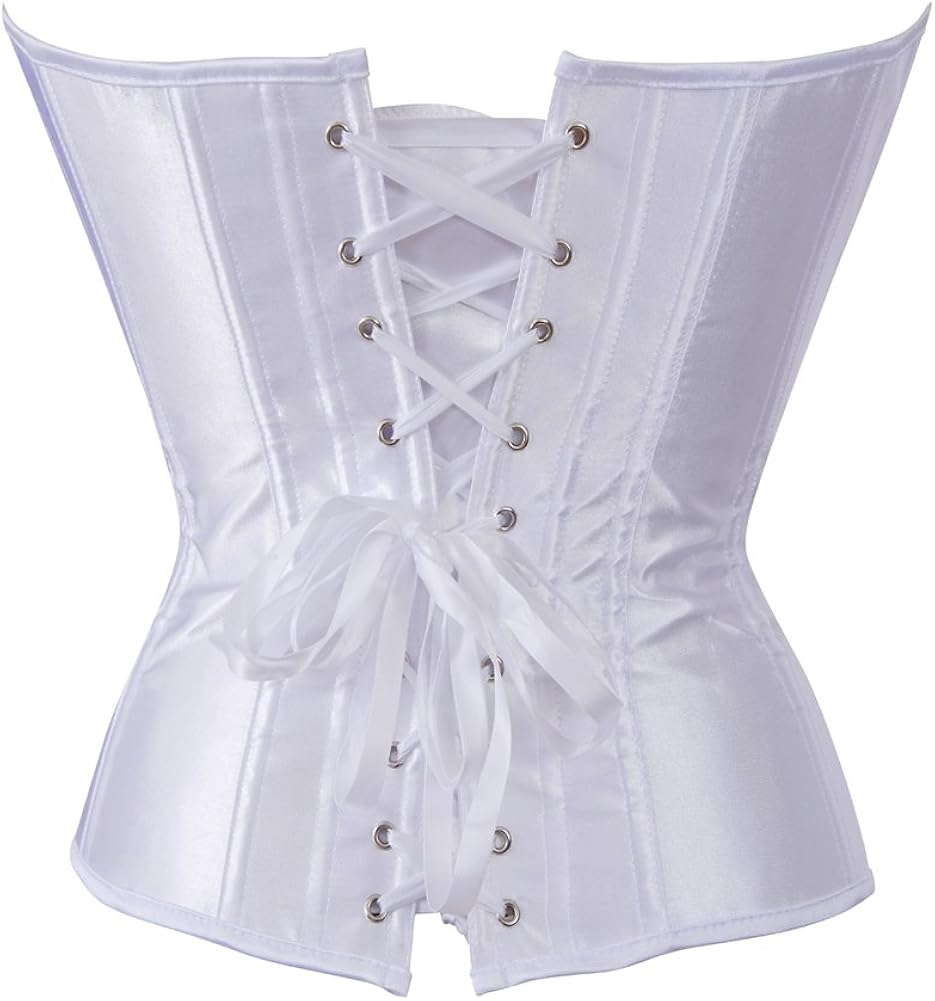 Women's Bustier Corset Top Sexy Lingerie Sets Black Satin Waist Cincher: Clothing