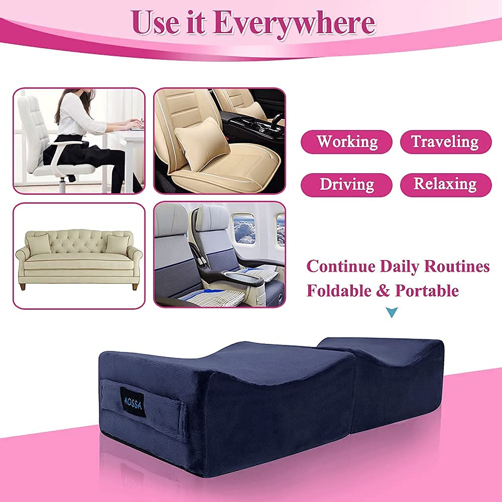 AOSSA BBL Pillow Brazilian Butt Lift Pillow After Surgery Seat Cushion Butt Pillow for Sitting Driving Post Recovery Booty Pillows Chair Butt Lift Buttocks Foam Cushion (Blue)