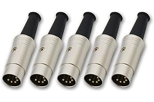 SBE-RSYUN 5 pin din Male Solder Connector Panel Mount midi Adapter for Digital Audio Devices Pack of 5