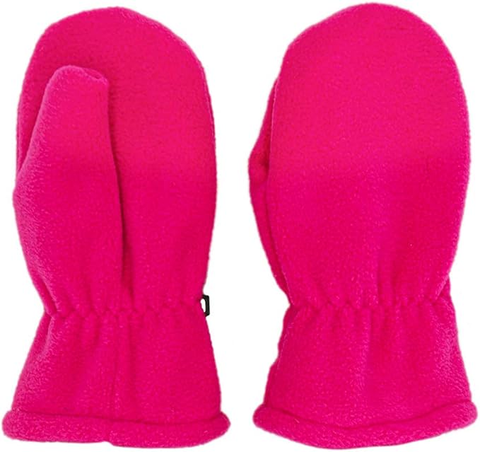 Toddler Girl Fleece Mittens Gloves (M, Hot Pink Regular Cuff) Amazon