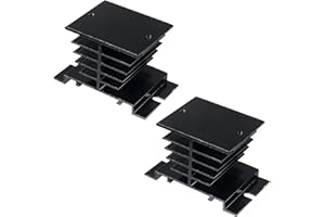Shutao 2PCS Heat Sink Black Aluminum Heat Sink SSR Dissipation for Single Phase Solid State Relay 10A、25A、40A、60A