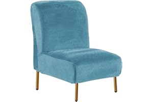 ZC MALL Velvet Armless Accent Chair Slipcover,High Stretch Fleece Armless Accent Chair Slipcovers,Stylish Luxury Furniture Cover Velvet Plush Stretch Armless Chair Slipcover,Velvet-Light Blue