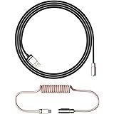Akko Custom USB C Coiled Aviator Cable V2 for Keyboard, 5ft TPU Type-C to USB-A Detachable Cord with Metal Connector and Enla