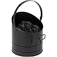 Mind Reader Fireplace Ash Bucket, 6L (1.5 gal) Capacity, Wood Stove, Fireplace Accessories, Metal, 9"L x 9"W x 10.5"H, Black