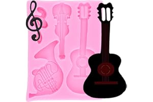 YIHUOMOLDS Musical Instrument Fondant Molds Music Note Silicone Mold Guitar Piano Candy Mold for Cake Decorating Cupcake Topp