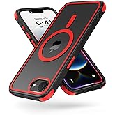 Mobnano for iPhone 16e Case, Compatible with MagSafe, Crystal Clear Case with Magnetic Ring, Multicolor Protective Shockproof Bumpers, Not Yellowing Slim Cover for Men Women - Black/Red