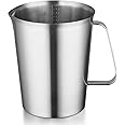 CURTA 18/8 Stainless Steel Measuring Cup with Handle and Pour Lip, Metal Pitcher with Oz and ML marking, 64OZ/2 Liter- 8 Cup), Heavy-Duty Pitcher
