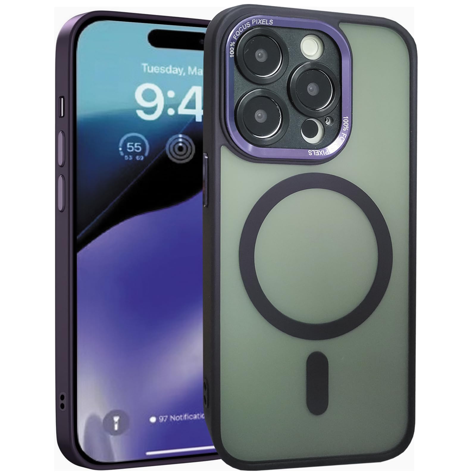 SNZ Magnetic Case for iPhone 15 Pro, Mobile Phone Case Compatible with MagSafe, iPhone 15 Pro Case, Shockproof, Scratch-Resistant, Protective Cover, Yellow-Resistant, Standard Mobile Phone Cases,