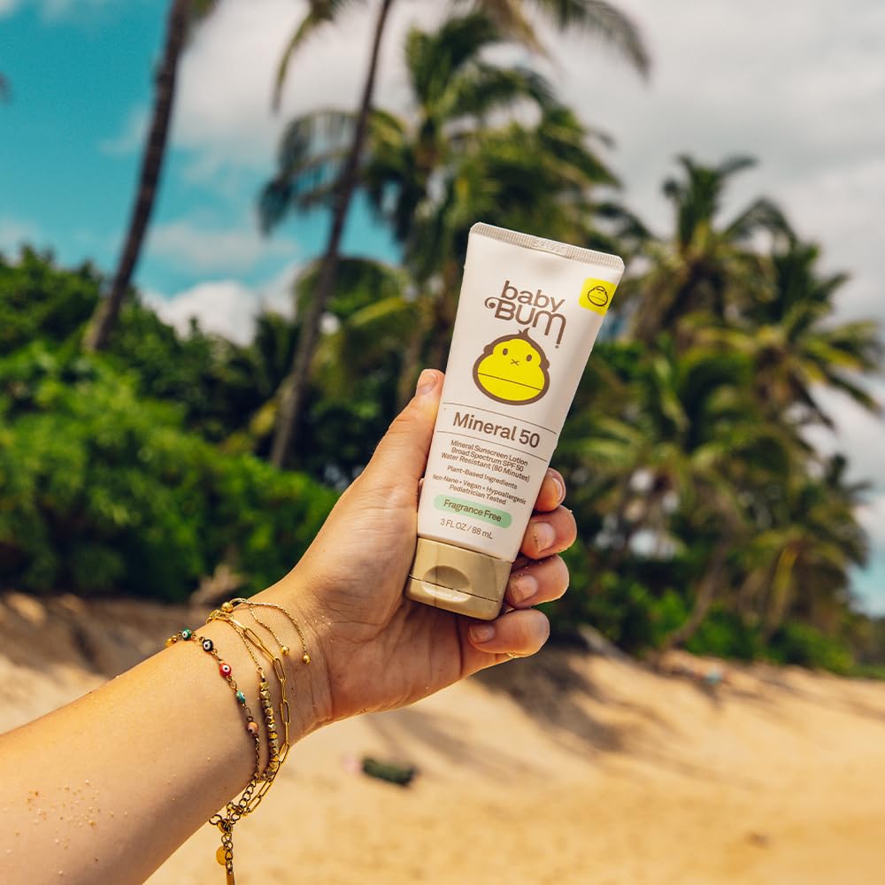 Sun Bum Baby Bum SPF 50 Sunscreen Lotion with Mineral UVA/UVB Face and Body Protection for Sensitive Skin - Fragrance Free - Travel Size - 3 FL OZ