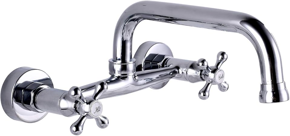 Victorian Wall Mount Kitchen Faucet 8 Inch Center Commercial