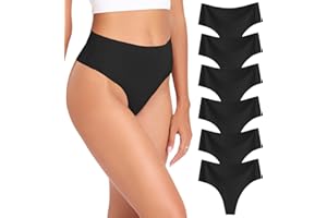 Wealurre Womens Underwear High Waisted Seamless Thongs for Women Breathable No Show Panties for Ladies 6 Pack