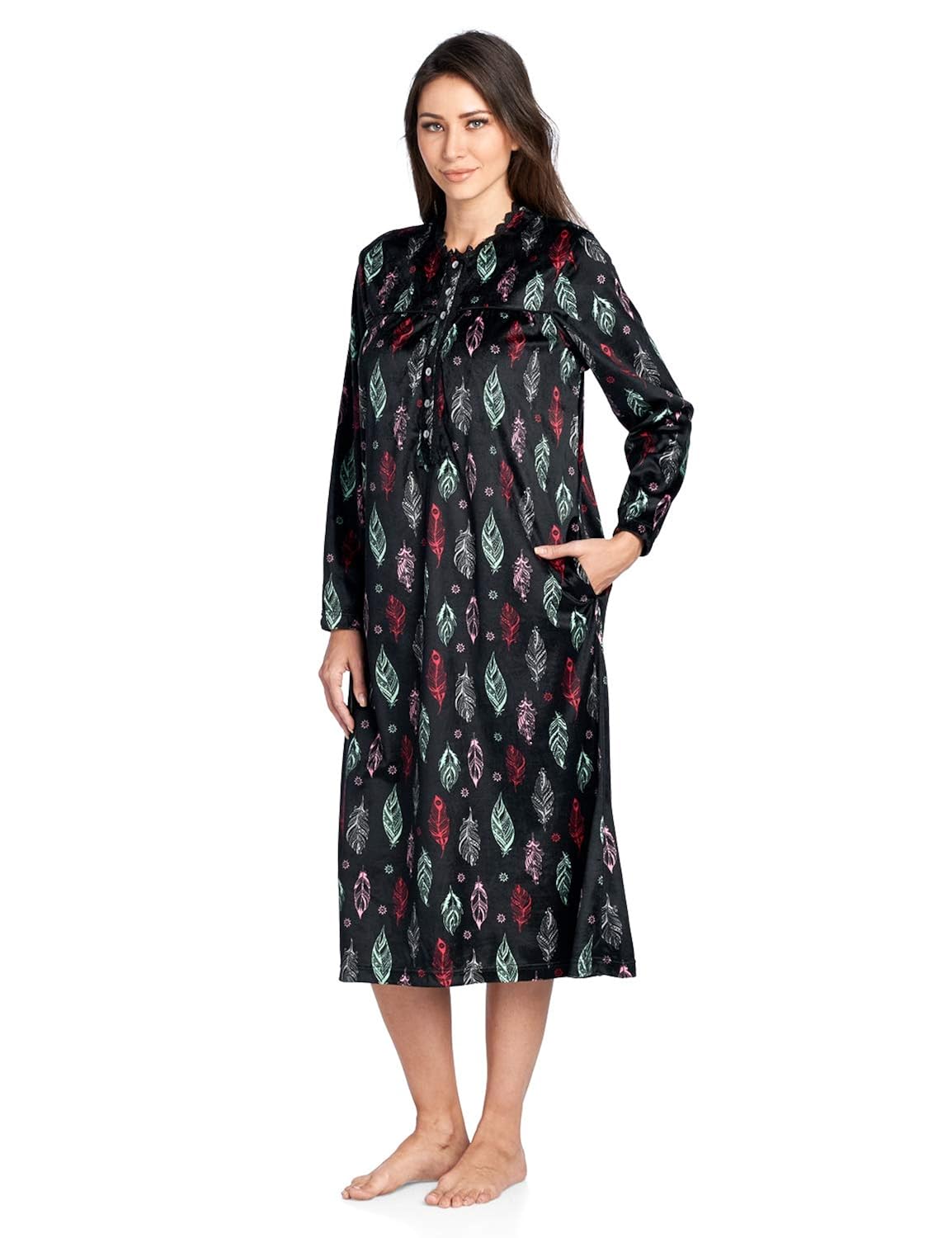 Ashford & Brooks Womens Micro Fleece Long Sleeve Nightgown