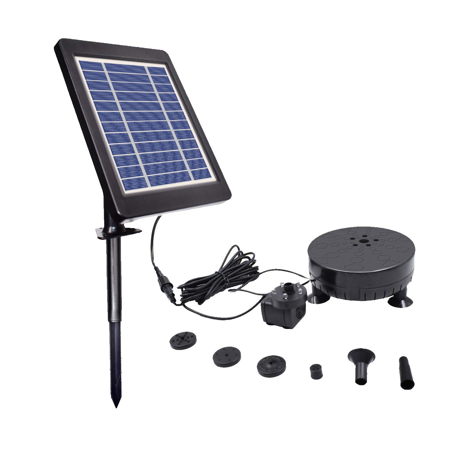 Solar Powered Fountain with LED Light and Battery Backup for Garden Pond, 3.5W Solar Water Features Pump, Spray Height 1.8M/5.9FT(MAX)