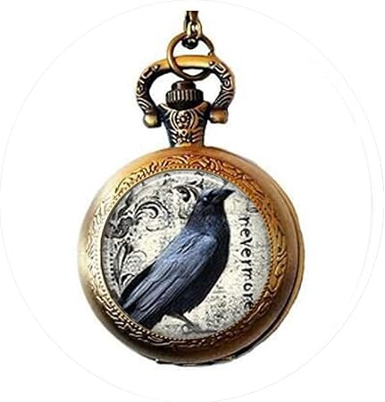 Pendentif En Forme De Croissant De Lune Et Corbeau De Poe Bijou Gothique Montre De Poche Pendentif Avec Citation De La Bible Amazon Fr Cuisine Maison