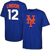 Francisco Lindor New York Mets MLB Kids 4-20 Blue Official Name & Number Performance Jersey T-Shirt