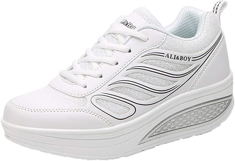 12shage Zapatillas Running Mujer Cuero de Gamuza Fitness Suaves ...