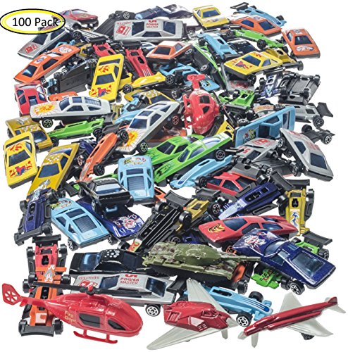 Prextex 100 Pc Die Cast Toy Cars Party Favors or Cake Toppers Cars Toys For Kids