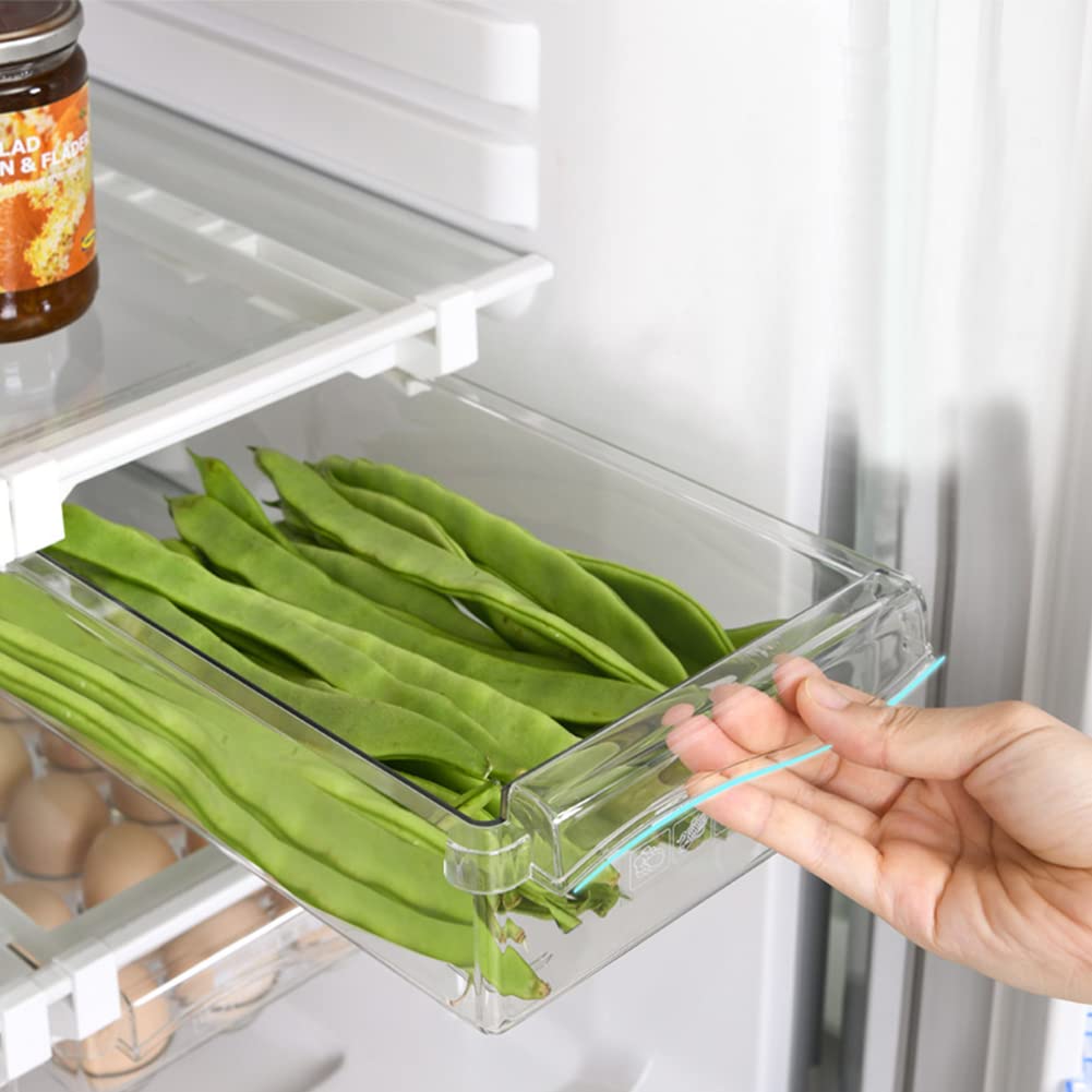 RANJIMA Fridge Organiser Drawer, Fridge Drawers Extendable Vegetable Box Storage Box, Home Organiser, Organiser System for Fridge Box, Kitchen, Household for Fresh Fruit/Vegetables
