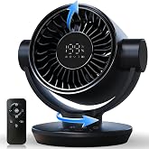 SOPUL Fan for Bedroom, Table Air Circulator Fan 9 Inch Remote, 90&deg;+120&deg; Auto Oscillation Desk Fan, 10dB Quiet, 6-Speed, Powerful Mode Cordless, Max 12H Timer 8000mAh Battery 40ft Airflow, LED Display