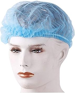 AURINKO Disposable Bouffant Caps 50 Pack, Elastic Hair Restraint Hair Net Hair Head Cover Non-Woven Surgical Caps for Medical, Food Service, Cooking, Labs Makeup - Blue