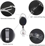 Vicloon 6 Pcs Badge Reel Retractable 70 cm Clips with Key Ring Belt Clip view 3