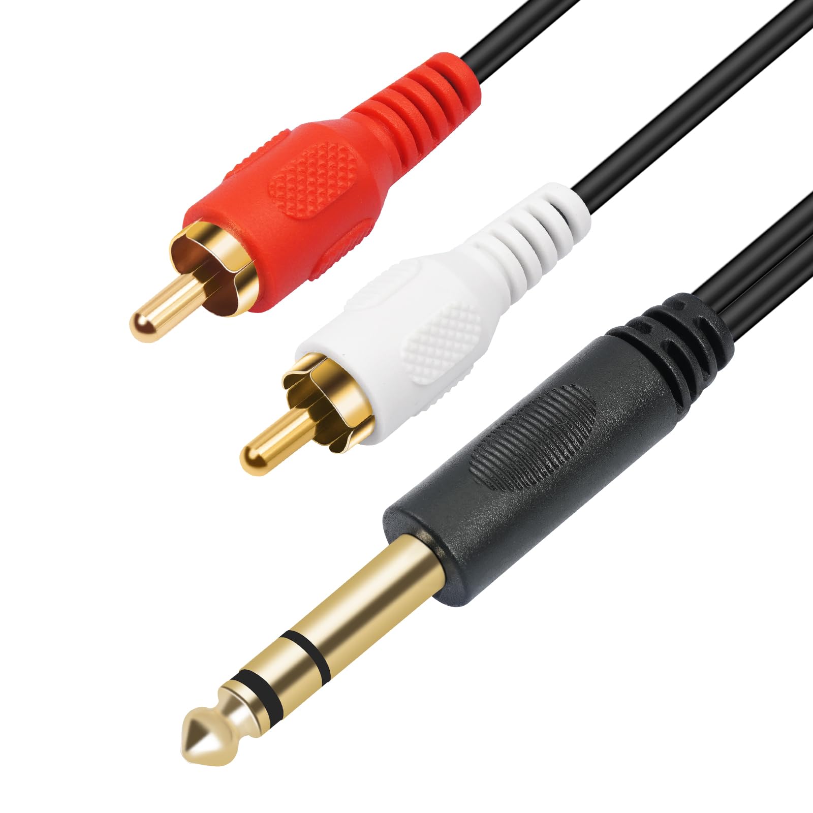 SiYear Gold-plated 6.35mm 1/4 inch Male TRS Stereo Plug to 2 RCA Phono Male Audio Y Splitter Cable,Connector Wire Cord Plug 5FT(1.5M)
