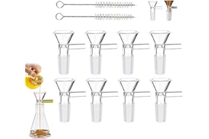 HUIAWAY 10 PCS 14mm Glass Bowl, Heat-Resistant Borosilicate Glass Funnel with 2 Cleaning Brushes, Reusable Mini Male Bowl Ada