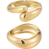 Yowivon Gold Bangles Bracelet for Women, Irregular Chunky Gold Bracelet Teardrop Wave Twisted Hinged Open Bangle Bracelets, Non Tarnish 18K Gold Plated Thick Cuff Bracelets Trendy Jewelry Gifts