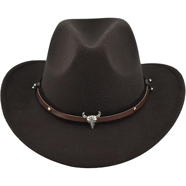 Amazon.com: Brown Cowboy Hat for Women and Men Felt Wide  display picture 1