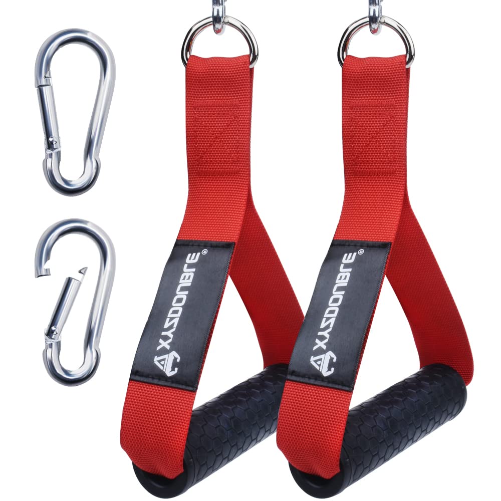 Resistance Bands Handle Cable Attachments Heavy Duty Cable Machine Attachment Fitness Grip with Solid ABS Cores Durable Carabiners for Cables Crossover LAT Pull Down Home Gym Red