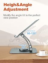 tounee Adjustable Laptop Stand 360° Rotating Base Aluminum 10-16 inch Gray view 5