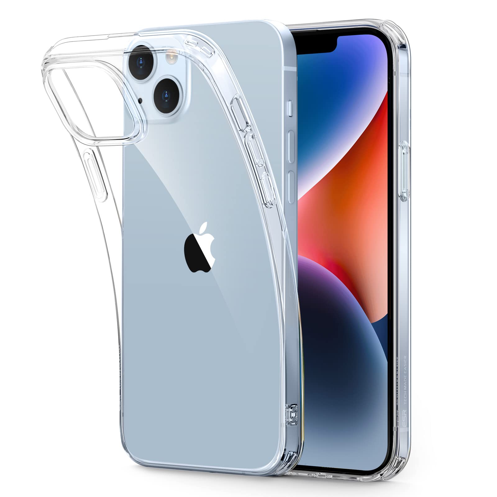 Photo 1 of ESR Clear Case for iPhone 14 Plus Case, Shockproof Thin Silicone Cover, Yellowing-Resistant Slim Transparent TPU Phone Case, Project Zero Series, Clear