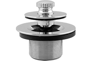 Westbrass 1-1/4" NPSM (1-5/8"-16 UNC-2A) Fine Thread Twist & Close Bath Drain Plug, Polished Chrome, 79438CP-F