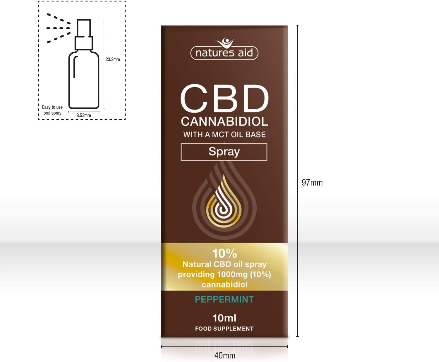 Natures Aid CBD Oil 10% Spray, 1000 mg Cannabidiol, Natural Peppermint Flavour, 10 ml - Image 5