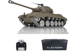 wheelfun Heng Long RC Tank 1/16 Customized 7.0 M26 Pershing RTR 3838 Idle Smoking Metal Tracks Wheels 360° Rotating Turret Infrared Combat Lifting Barrel Light Sound Airsoft Tank, US in Stock