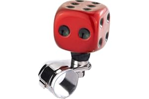 Bashineng Steering Wheel Knob Dice Power Handle Spinner Suicide Turning Driving Universal Fit Most Vehicles Cars Trucks Tractors Mowers Forklifts Boat Golf Carts (Red+Black)