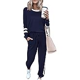 PRETTYGARDEN Women Fall 2 Piece Lounge Outfit Long Sleeve Tops High Waisted Jogger Pants Set Spring Travel Clothes Tracksuit