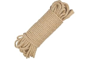 jijAcraft 5mm Jute Rope - 65 Feet Thick Natural Clothesline Garden Twine Rope, 3-Ply Heavy Duty Hemp Twine String for Artworks, Gardening, Bundling, Camping, Crafts, Hanging Plants, Packing