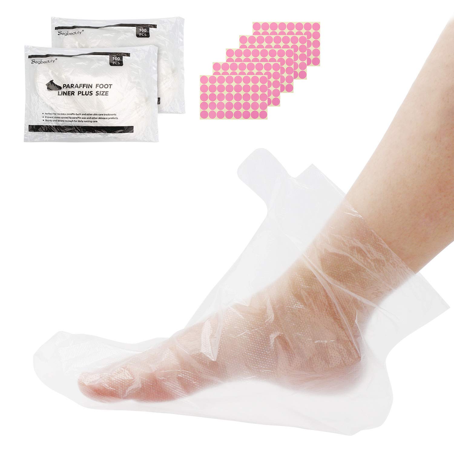 200 Counts Paraffin Bath Liners for Foot, Segbeauty Thermal Foot Liners, Therabath Foot Protectors with 200 Stickers for Snug Closure, Wax Therapy Foot Bags for Paraffin Wax Machine (Large) : Beauty
