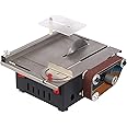 Mini Table Saw, Electric Saw Cutter & Belt Sander 200W Dual-axis Motor 7-Speed, 0-90° Angle 10000RPM for Wood, Stone Cutting & Sanding
