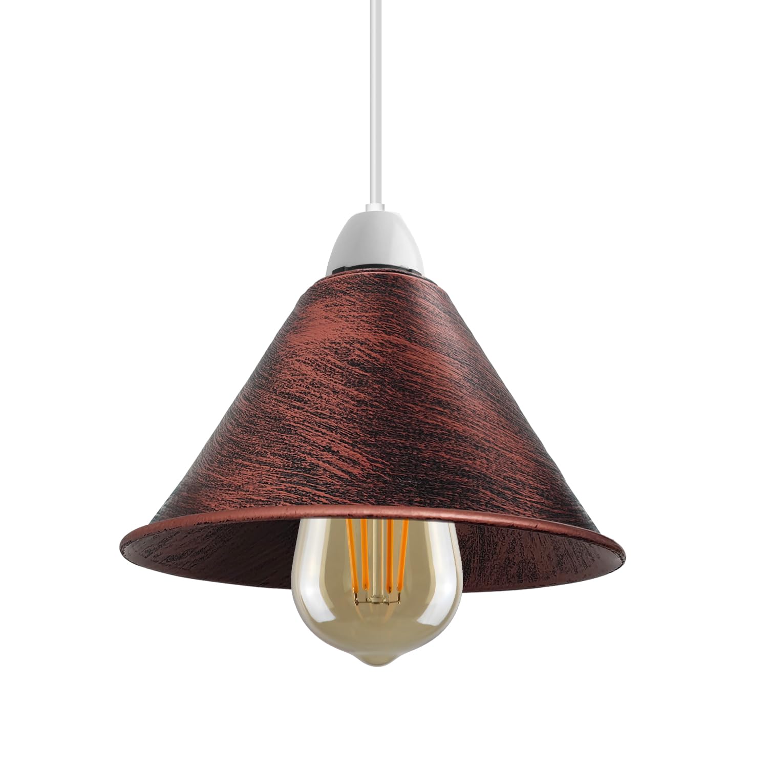 LEDSone Metal Lamp Shades,18cm Light Shade Modern Rustic Red Lampshades for Ceiling Lights Table Lamps and Floor Lamps, Easy Fit Rustic Pendant Light Shades Ceiling for Living Room, Bedroom — image 1
