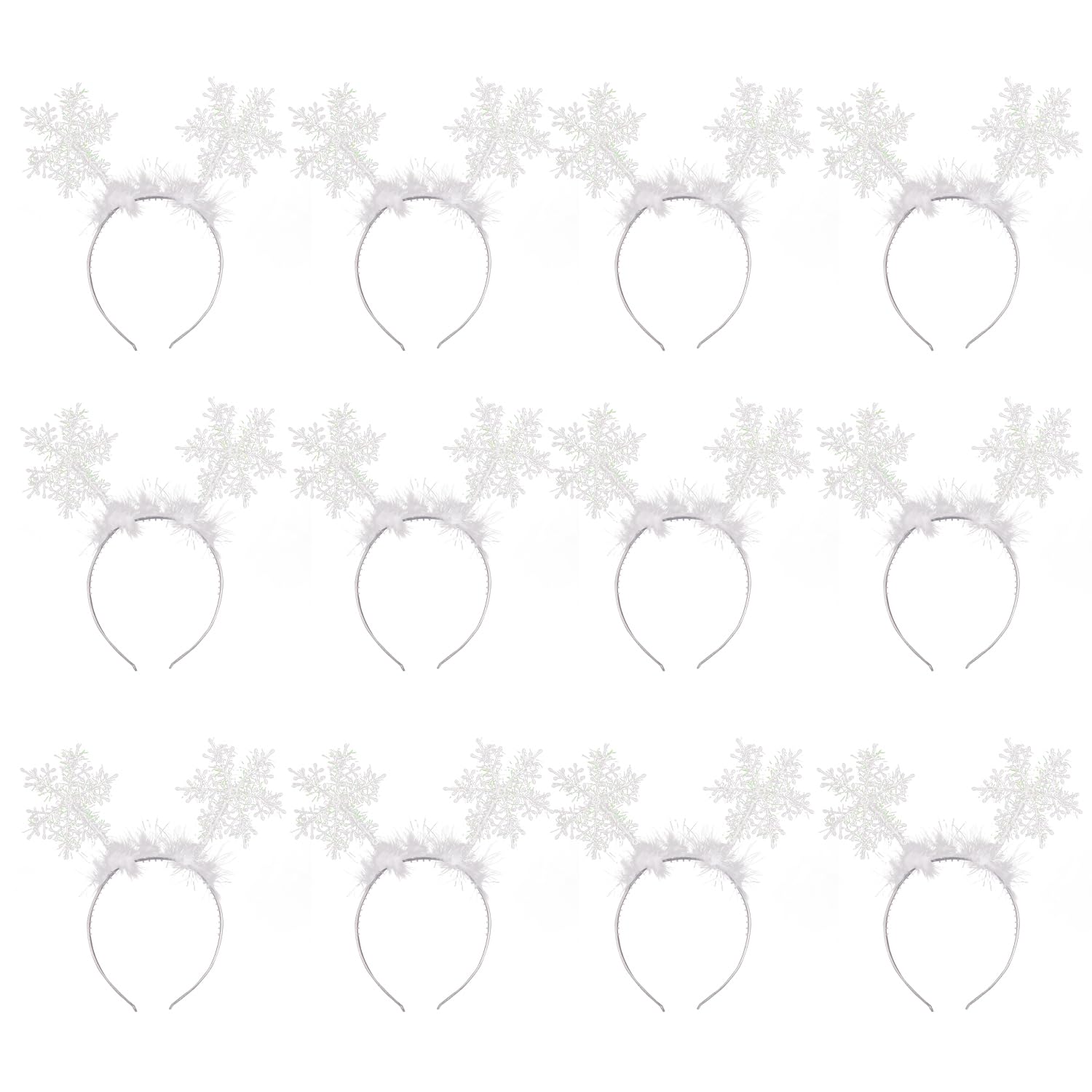 Lezevn Snowflake Headband Christmas Feather Glitter Snowflake Hair Hoop for Girls Party Banquet Hair Accessory (6)