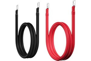 HIFIND 2 Gauge AWG Battery Cables 6 Ft Black+6 Ft Red, Pure Copper Power Inverter Wire Set with 3/8 in Lugs Both Ends,High Power Flexible&Durable for Automotive Solar Marine Boat RV Car Motorcycle-UL-Outdoor
